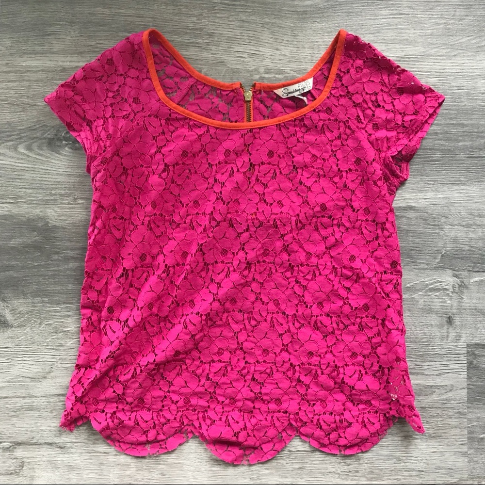 Speechless Lace Top Pink Orange